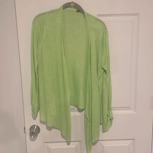 Lime Green Open Knit Cardigan - cascade